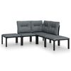 vidaXL 5 pcs conjunto lounge de jardim vime PE preto/cinzento