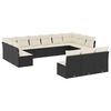 vidaXL 13 pcs conjunto de sof&aacute;s de jardim com almofad&otilde;es vime PE preto
