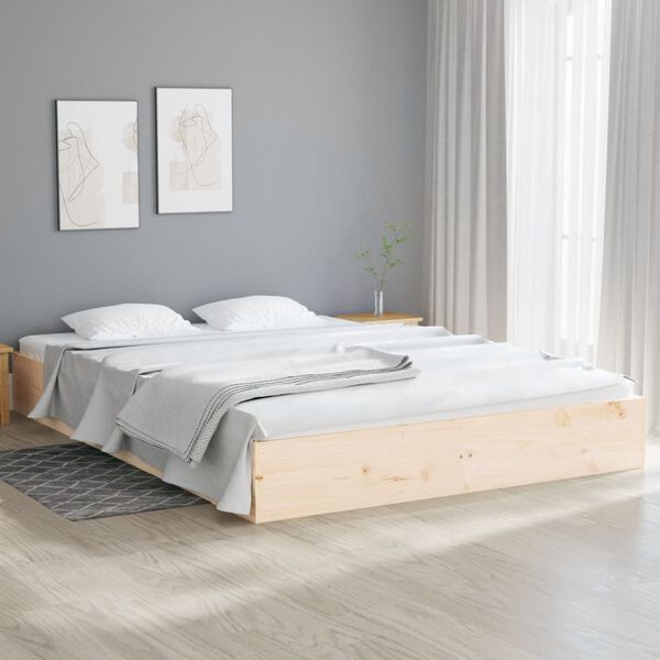vidaXL Estrutura de cama king 150x200 cm madeira maci&ccedil;a