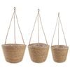 vidaXL Cestos de plantas de erva marinha 3 pcs Natural &Oslash;26 x 19 cm