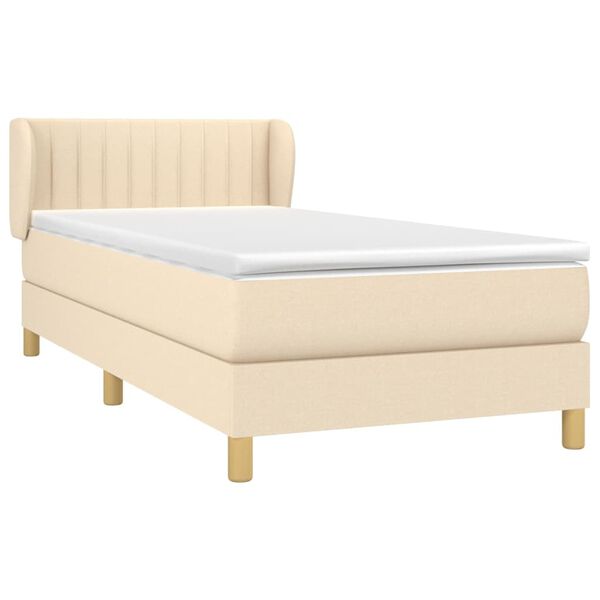 vidaXL Cama com molas/colch&atilde;o 90x190 cm tecido cor creme