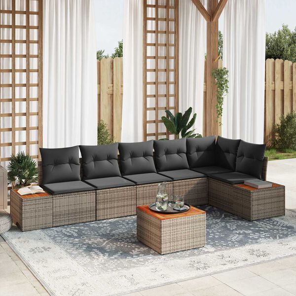 vidaXL Conjunto de Sof&aacute; de Jardim 6 pcs Cinzeto Polirattan