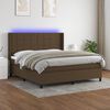 vidaXL Cama box spring c/ colch&atilde;o/LED 180x200cm tecido castanho-escuro