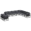 vidaXL Conjunto de Sof&aacute; de Jardim 10 unid. Preto Alum&iacute;nio