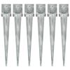 vidaXL Estacas de enterrar 6 pcs 14x14x91 cm a&ccedil;o galvanizado prateado