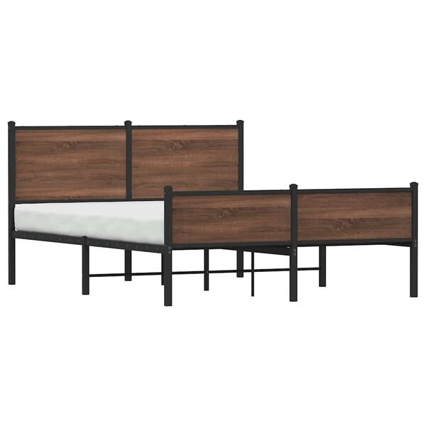 vidaXL Estrutura de cama sem colch&atilde;o 140x190cm metal carvalho castanho