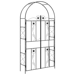 vidaXL Arco de Jardim Liso Preto 115 x 37 x 226 cm