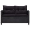 vidaXL 3 pcs conjunto lounge para jardim c/ almofad&otilde;es vime PE preto