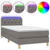 vidaXL Cama box spring c/ colch&atilde;o e LED 80x200 cm tecido cinza-escuro