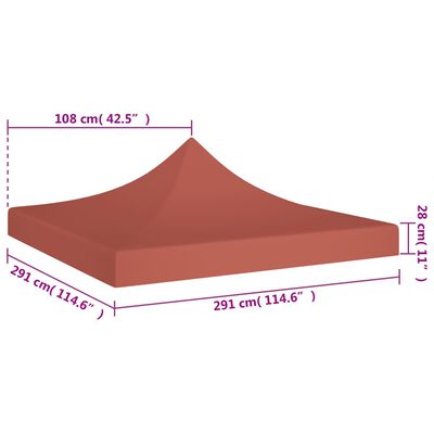 vidaXL Teto para tenda de festas 3x3 m 270 g/m² terracota