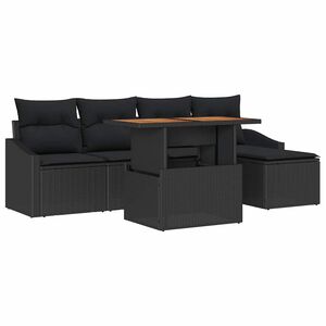 vidaXL Conjunto de Sof&aacute; de Jardim 6 pcs Preto e Marrom