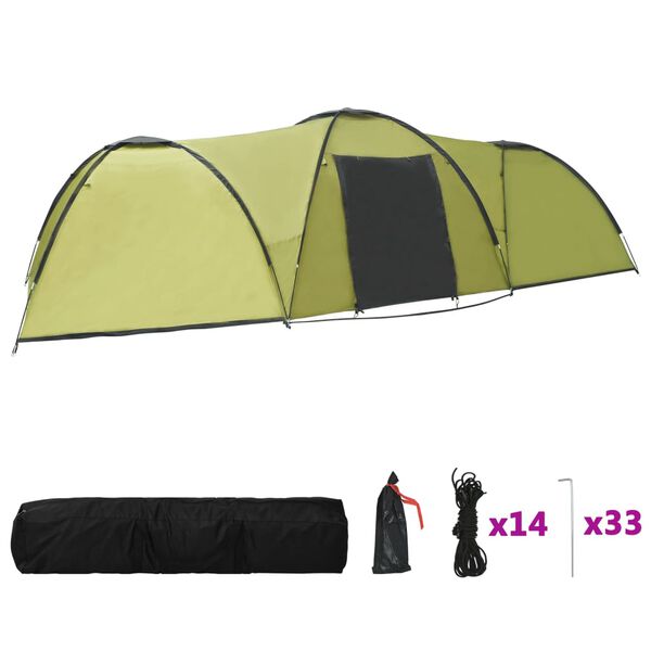 vidaXL Tenda iglu de campismo 650x240x190 cm 8 pessoas verde