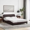 vidaXL Estrutura de cama Dover 140x190 cm tecido castanho-escuro