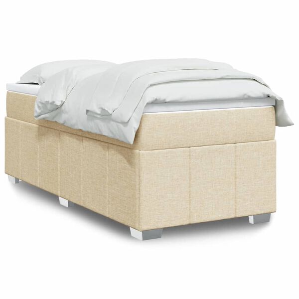 vidaXL Cama com molas/colch&atilde;o 90x200 cm tecido cor cr&egrave;me
