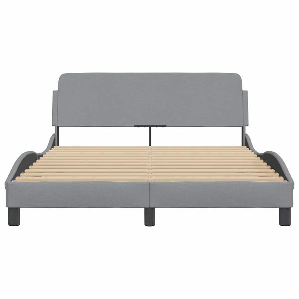 vidaXL Estrutura de cama Dover 140x200 cm tecido cinzento-claro