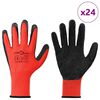 vidaXL Luvas de Trabalho 24 pcs Vermelho e Preto 10 / xl