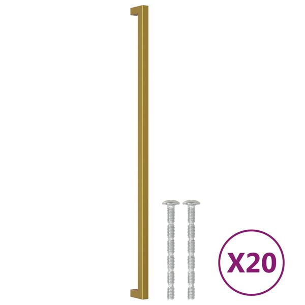 vidaXL Puxadores para m&oacute;veis 20 pcs 480 mm a&ccedil;o inoxid&aacute;vel dourado