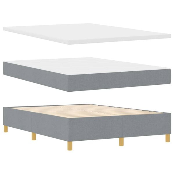 vidaXL Cama Box com colch&atilde;o Cinzento-claro 140 x 190 cm tecido