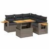 vidaXL 6 pcs conjunto sof&aacute;s de jardim com almofad&otilde;es vime cinzento