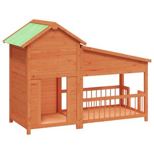 vidaXL Casota para c&atilde;es 143x60,5x109 cm pinho maci&ccedil;o castanho