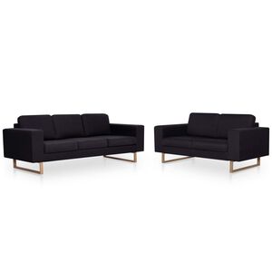 vidaXL 2 pcs conjunto de sof&aacute;s tecido preto