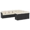 vidaXL 10 pcs conjunto sof&aacute;s de jardim c/ almofad&otilde;es vime PE preto