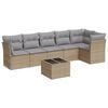 vidaXL 7 pcs conjunto de sof&aacute;s p/ jardim com almofad&otilde;es vime PE bege