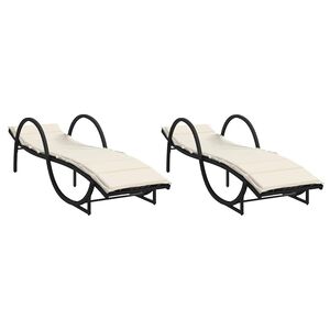 vidaXL Espregui&ccedil;adeiras com almofad&otilde;es 2 pcs vime PE preto