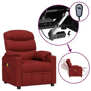 vidaXL Poltrona de massagens el&eacute;trica reclin&aacute;vel tecido vermelho tinto