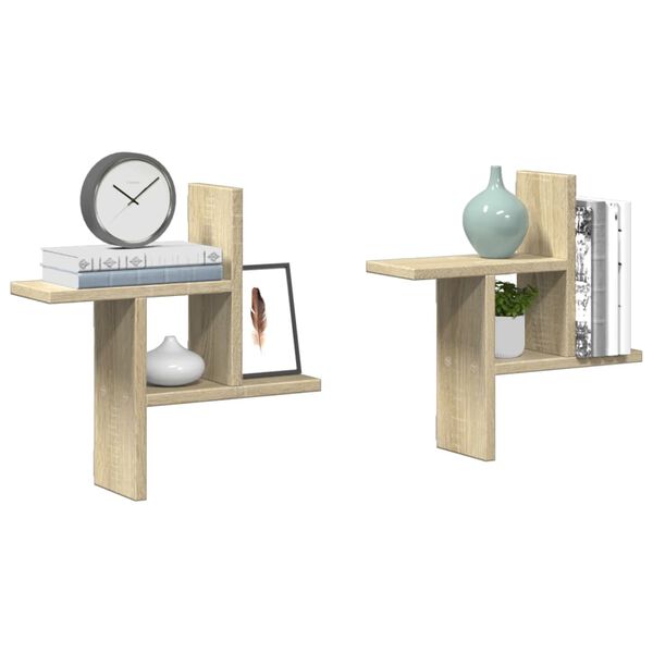 vidaXL Prateleiras de parede 2 pcs derivados madeira carvalho sonoma