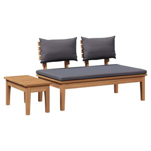 vidaXL Conjunto de Banco e Mesa para Jardim 2 unid. Cinza e Marrom