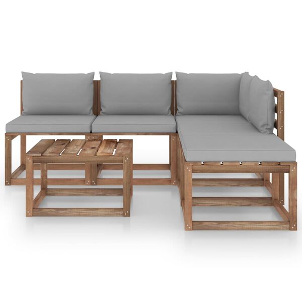 vidaxL 6 pcs conjunto lounge de paletes c/ almofad&otilde;es pinho impregnado