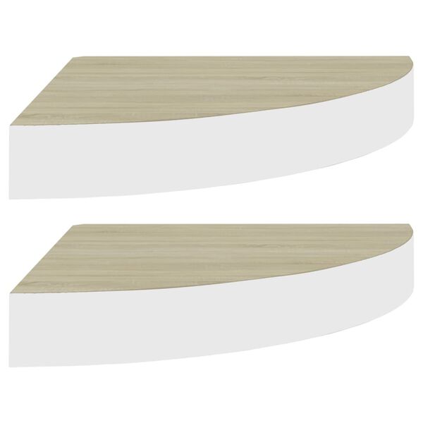 vidaXL Prateleiras canto parede 2 pcs 35x35x3,8 cm MDF carvalho/branco