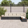 vidaXL Conjunto de Sof&aacute; de Jardim 6 pcs Preto e creme Rattan Sint&eacute;tico