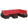 vidaXL 9 pcs conjunto sof&aacute;s p/ jardim c/ almofad&otilde;es vime PE castanho