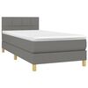 vidaXL Cama box spring c/ colch&atilde;o e LED 80x200 cm tecido cinza-escuro