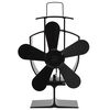 vidaXL Ventilador de fog&atilde;o alimentado a calor 5 l&acirc;minas preto