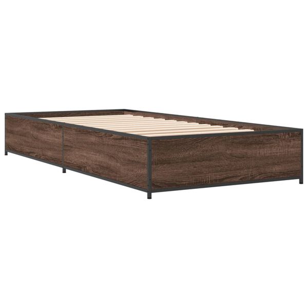vidaXL Estrutura de cama derivados de madeira/metal carvalho castanho
