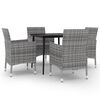 vidaXL 5 pcs conjunto de jantar p/ jardim c/almofad&otilde;es vime PE e vidro