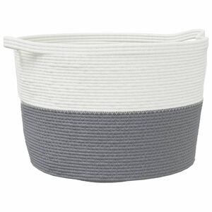 vidaXL Cesto de arruma&ccedil;&atilde;o &Oslash;60x36 cm algod&atilde;o cinzento e branco