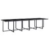 vidaXL 17 pcs conjunto jantar exterior com almofad&otilde;es vime PE preto