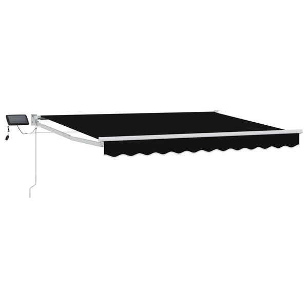 vidaXL Toldo retr&aacute;til manual com LEDs Preto 3 x 2,5 m