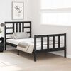 vidaXL Estrutura de cama com cabeceira 100x200 cm madeira maci&ccedil;a preto