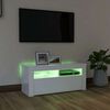vidaXL M&oacute;vel de TV com luzes LED 90x35x40 cm branco brilhante