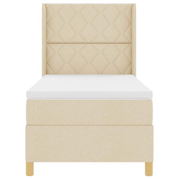 vidaXL Cama Box com colch&atilde;o com cabeceira Creme 100 x 200 cm tecido