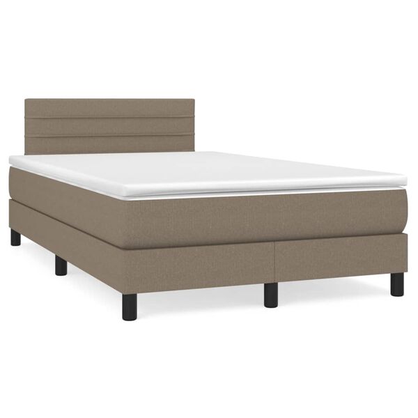 vidaXL Cama box spring colch&atilde;o/LED 120x190cm tecido cinza-acastanhado