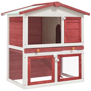 vidaXL Coelheira de exterior 3 portas madeira vermelho