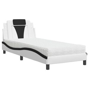 vidaXL Cama Viana com colch&atilde;o 90x190 cm couro artificial preto e branco