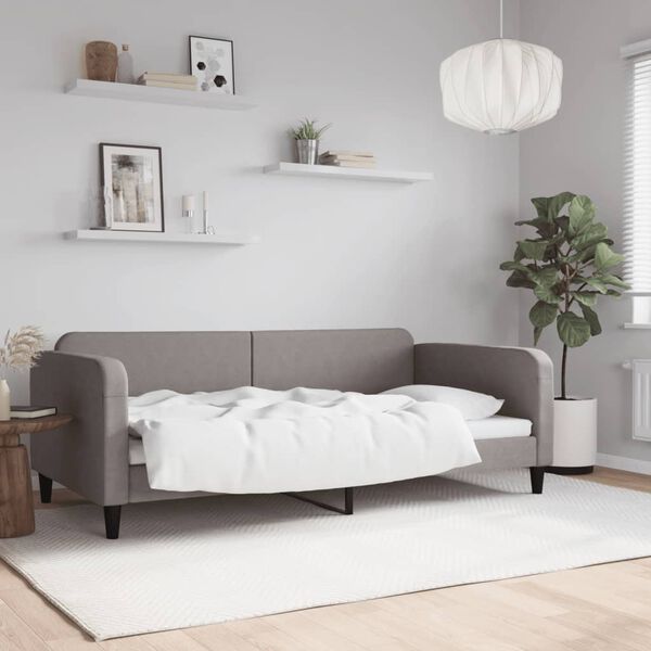vidaXL Sof&aacute;-cama 100x200 cm tecido cinzento-acastanhado