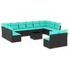 vidaXL Conjunto de sof&aacute; de jardim com 13 pe&ccedil;as e almofadas em rattan sint&eacute;tico preto